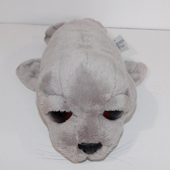 Russ Berrie Lil Peepers Gray Harp Seal BILLOW 11" plush stuffed Big Eyes 96514 - Picture 1 of 7